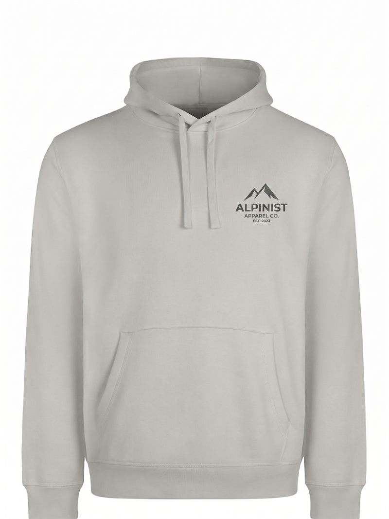 REEF Kapuzensweatshirt in der Unisex-Passform, helles Grau, mit gedrucktem Logo auf der linken Brust